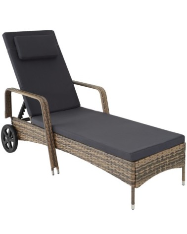 Bain de soleil aluminium Cassis 6 positions avec roulettes marron