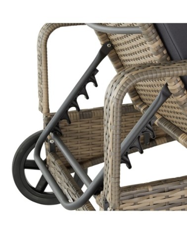 Bain de soleil aluminium Cassis 6 positions avec roulettes marron