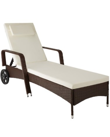 Bain de soleil aluminium Cassis 6 positions avec roulettes marron