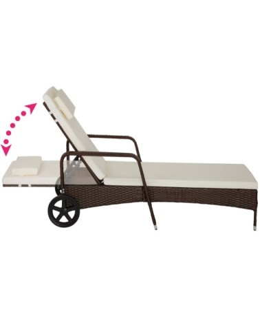 Bain de soleil aluminium Cassis 6 positions avec roulettes marron