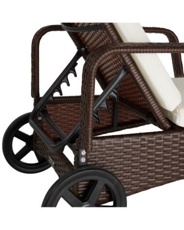 Bain de soleil aluminium Cassis 6 positions avec roulettes marron