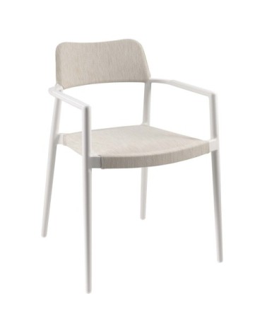 Chaise de jardin avec accoudoirs en alu et textilène blanc
