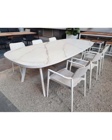 Chaise de jardin avec accoudoirs en alu et textilène blanc