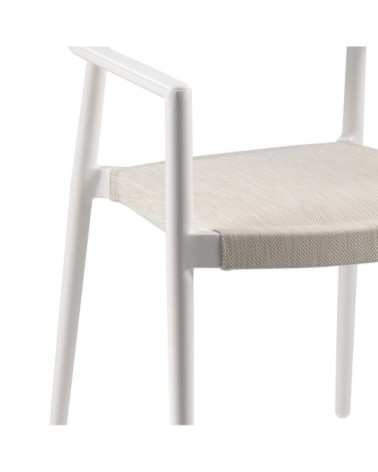 Chaise de jardin avec accoudoirs en alu et textilène blanc