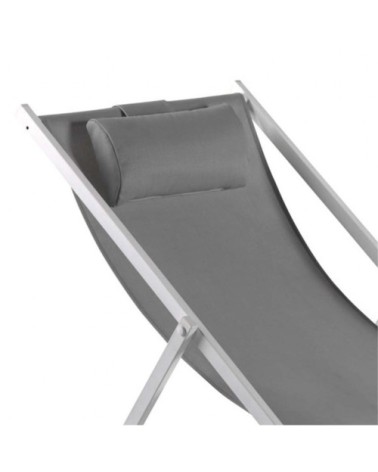 Chilienne pliante en alu blanc et textilène gris clair