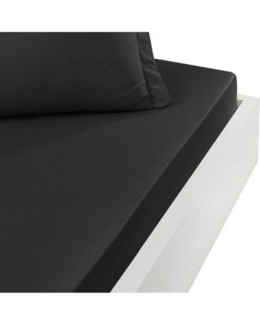 Drap housse en percale de coton Anthracite 90x200 cm