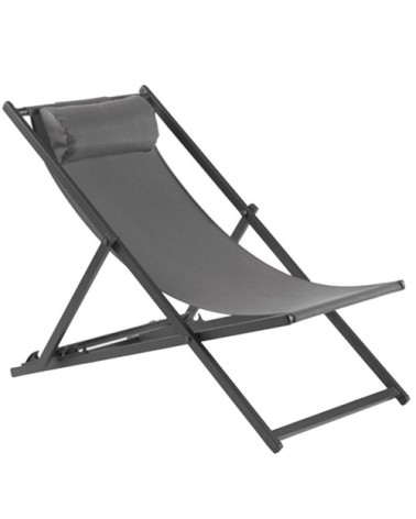 Chilienne pliante en alu et textilène gris anthracite