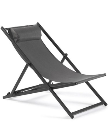 Chilienne pliante en alu et textilène gris anthracite