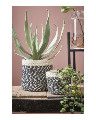 Cache-pot en jute noir H20