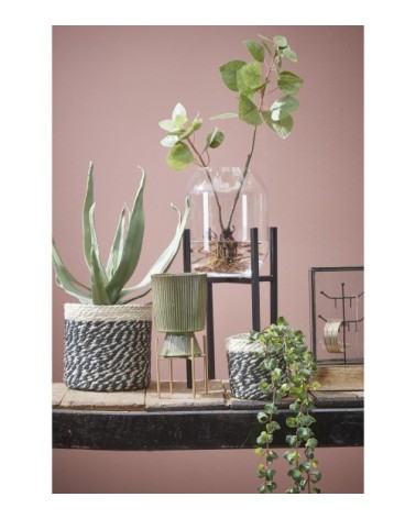 Cache-pot en jute noir H20