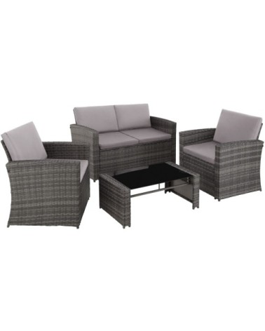 Salon bas de jardin LUCQUES 4 places gris