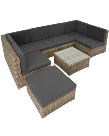 Salon de Jardin VENISE 7 places marron naturel