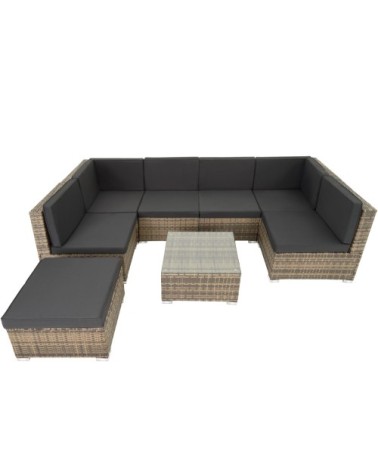 Salon de Jardin VENISE 7 places marron naturel