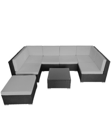 Canapé de Jardin VENISE 7 places noir/gris