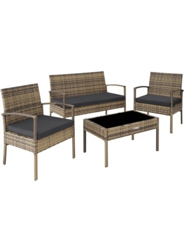 Salon de jardin SPARTE 4 places marron naturel