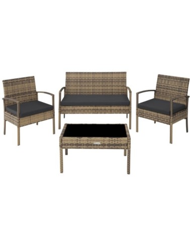 Salon de jardin SPARTE 4 places marron naturel