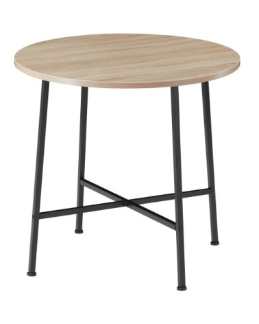 Table de salle à manger industrielle Ronde Ennis 80x76cm effet Bois