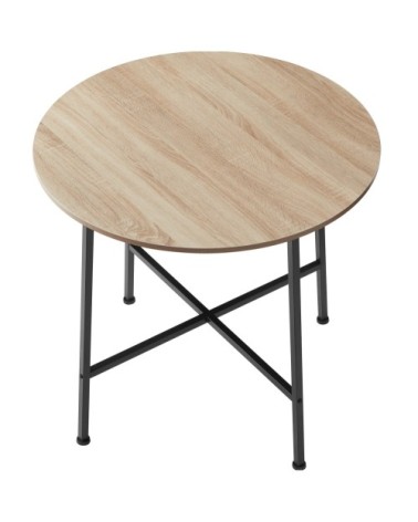 Table de salle à manger industrielle Ronde Ennis 80x76cm effet Bois