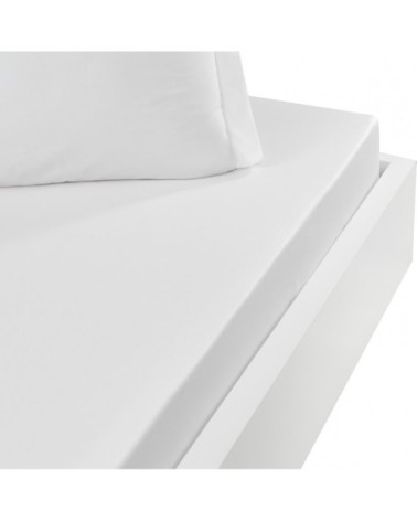 Drap housse en percale de coton Blanc 90x190 cm