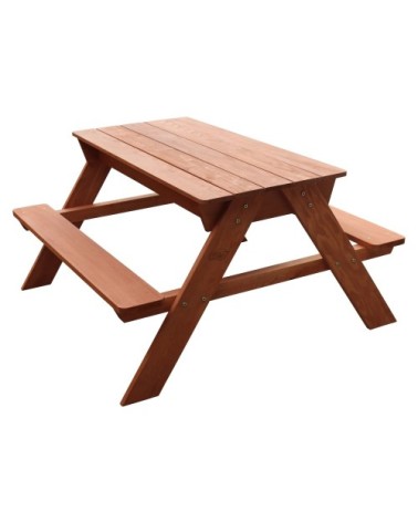 Table de pique-nique, sable et eau avec couvercle en bois, marron