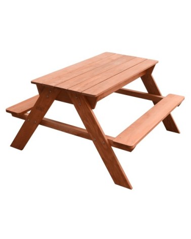 Table de pique-nique, sable et eau avec couvercle en bois, marron