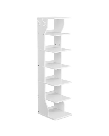 Étagère à chaussures fine 7 niveaux gain de place blanc