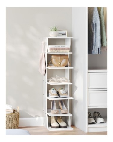 Étagère à chaussures fine 7 niveaux gain de place blanc