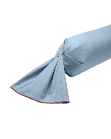 Taie de traversin coton 43x210 cm bleu clair