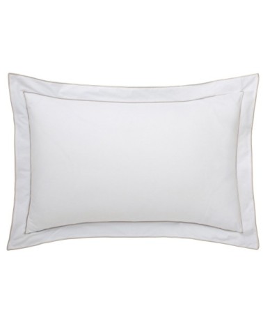 Taie d'oreiller coton 65x65 cm sable/blanc