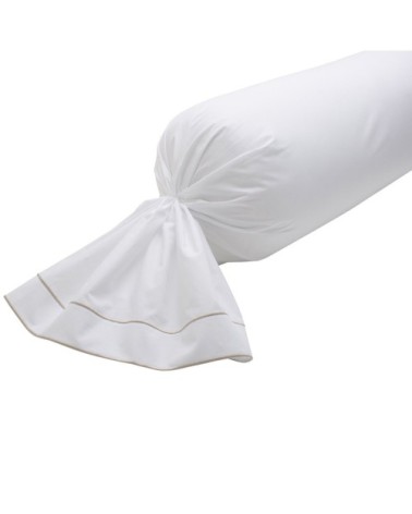 Taie de traversin coton 43x210 cm sable/blanc