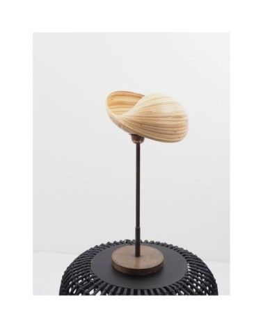 Lampe à poser en bambou et pied en bronze H52