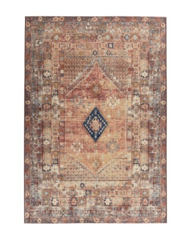 Tapis outdoor/ indoor - motif oriental - tissé orange Diam 160 cm
