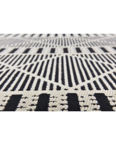 Tapis outdoor/ indoor - motif géométrique - tissé noir 80x165 cm