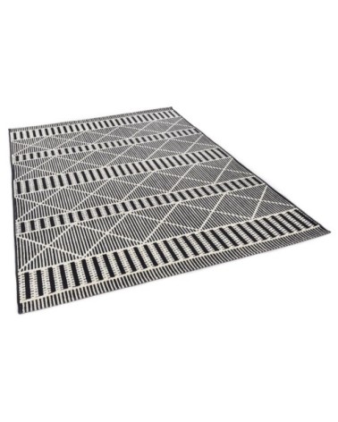 Tapis outdoor/ indoor - motif géométrique - tissé noir 160x235 cm