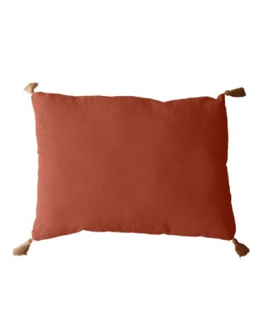 Coussin avec pompons en jute coton orange 70x50