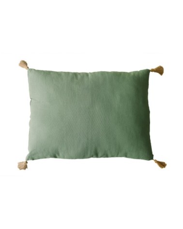 Coussin avec pompons en jute coton noir 70x50