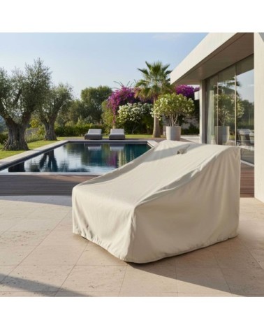 Housse de fauteuil pour salon de jardin modulable beige