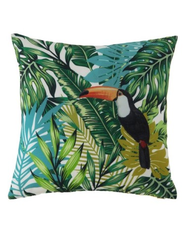 Coussin d'extérieur imprimé tropical multicolore 45x45