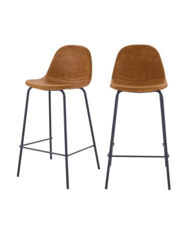 Chaise de bar mi-hauteur 65 cm camel (lot de 2)