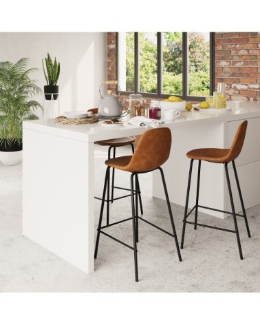 Chaise de bar mi-hauteur 65 cm camel (lot de 2)