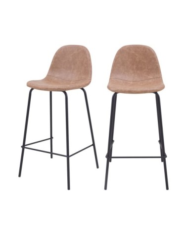 Chaise de bar mi-hauteur 65 cm marron clair (lot de 2)