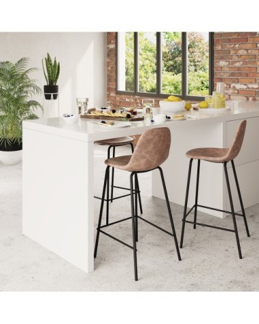 Chaise de bar mi-hauteur 65 cm marron clair (lot de 2)