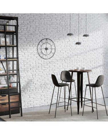 Chaise de bar 75 cm en cuir synthétique gris/noir (lot de 2)