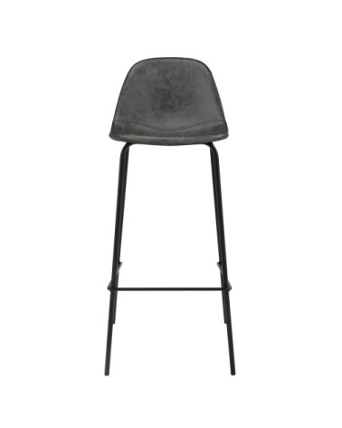 Chaise de bar 75 cm en cuir synthétique gris/noir (lot de 2)