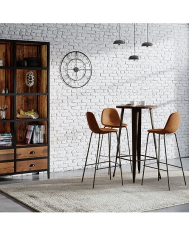 Chaise de bar 75 cm en cuir synthétique camel (lot de 2)