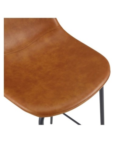 Chaise de bar 75 cm en cuir synthétique camel (lot de 2)