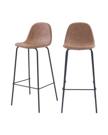 Chaise de bar 75 cm en cuir synthétique marron clair (x2)