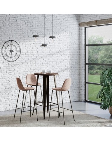 Chaise de bar 75 cm en cuir synthétique marron clair (x2)