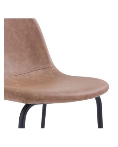 Chaise de bar 75 cm en cuir synthétique marron clair (x2)