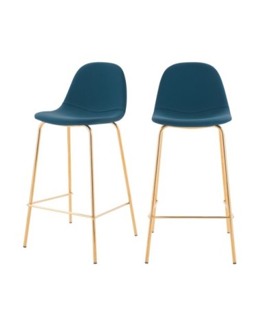 Chaise de bar mi-hauteur 65 cm bleue (lot de 2)